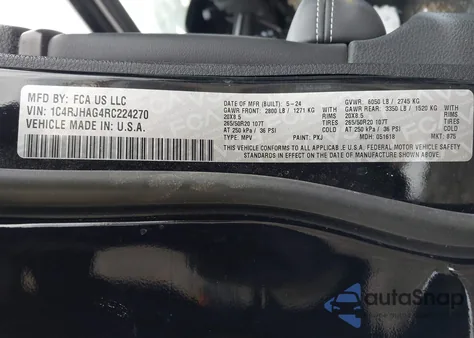 2024 Jeep Grand Cherokee Altitude X 4X4 z USA, uszkodzony, nr VIN 1C4RJHAG4RC224270